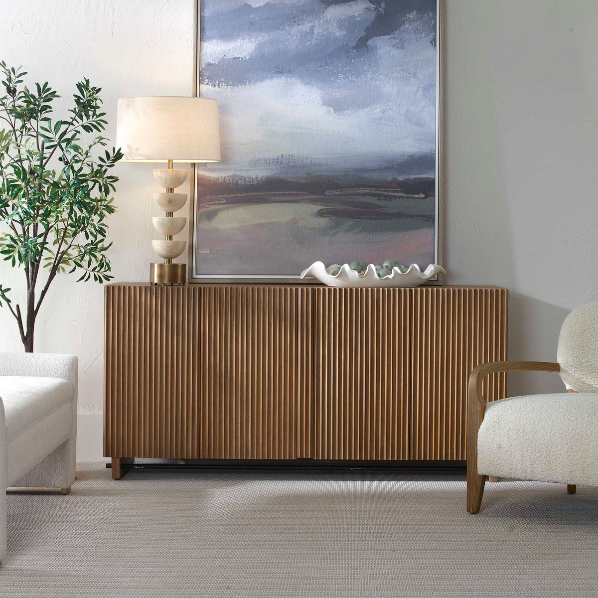 Kellem Natural Wood 4 Door Cabinet