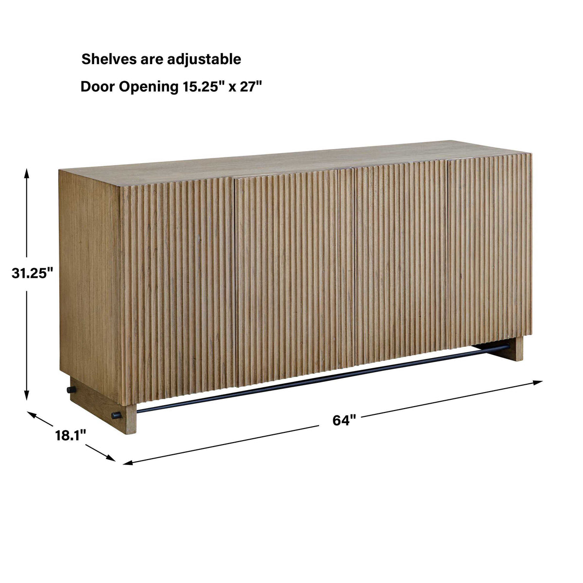 Kellem Natural Wood 4 Door Cabinet