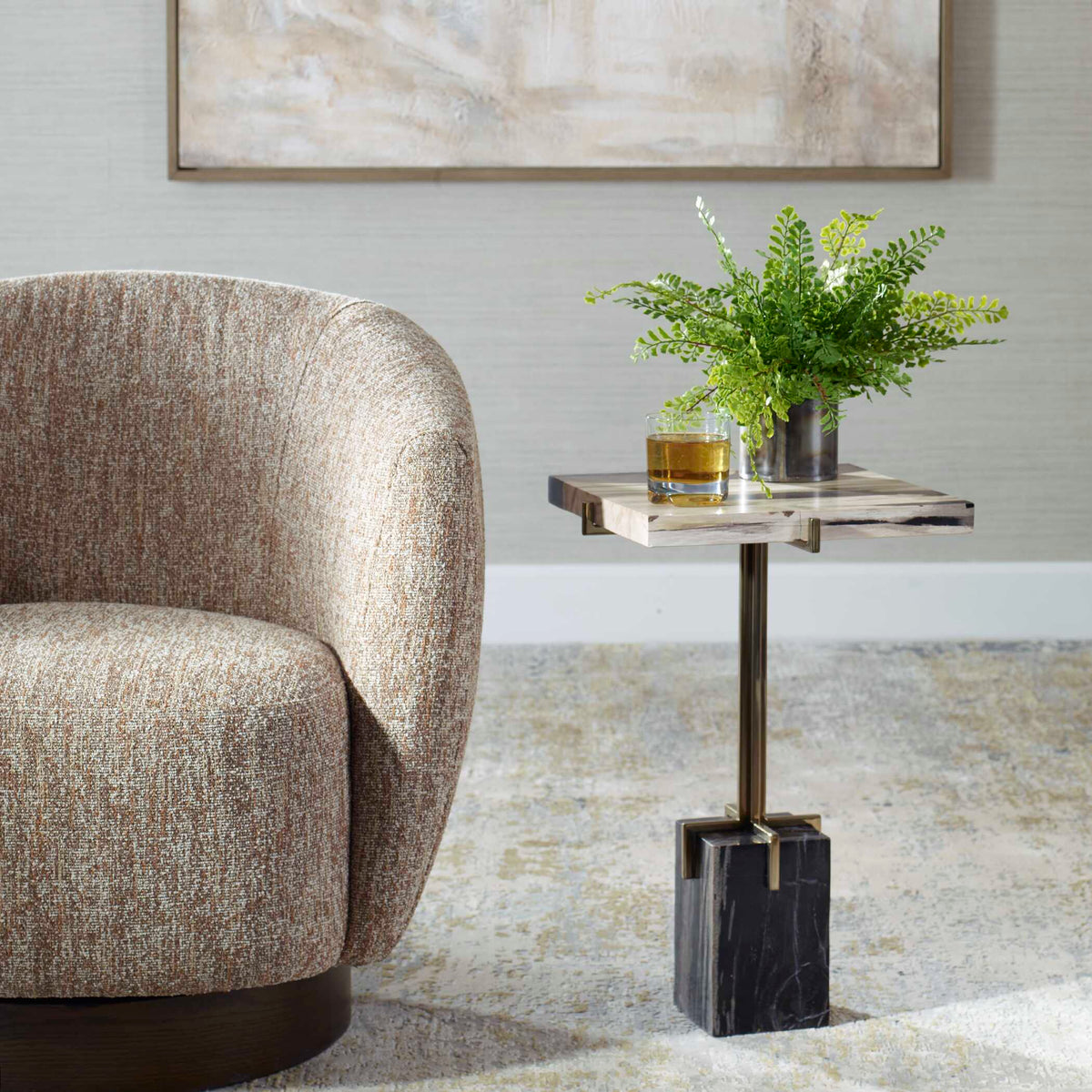 Rowman Petrified Wood Accent Table