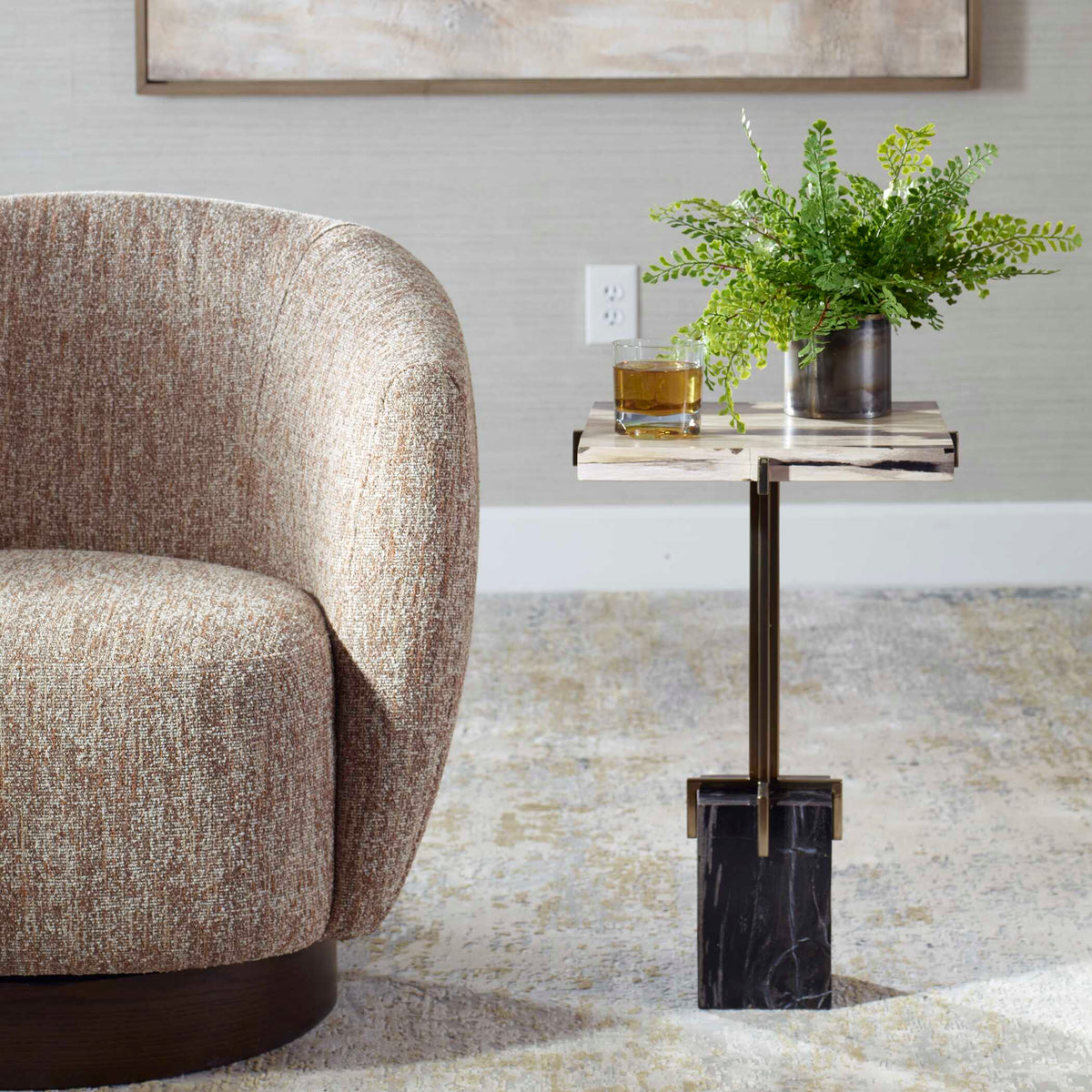 Rowman Petrified Wood Accent Table