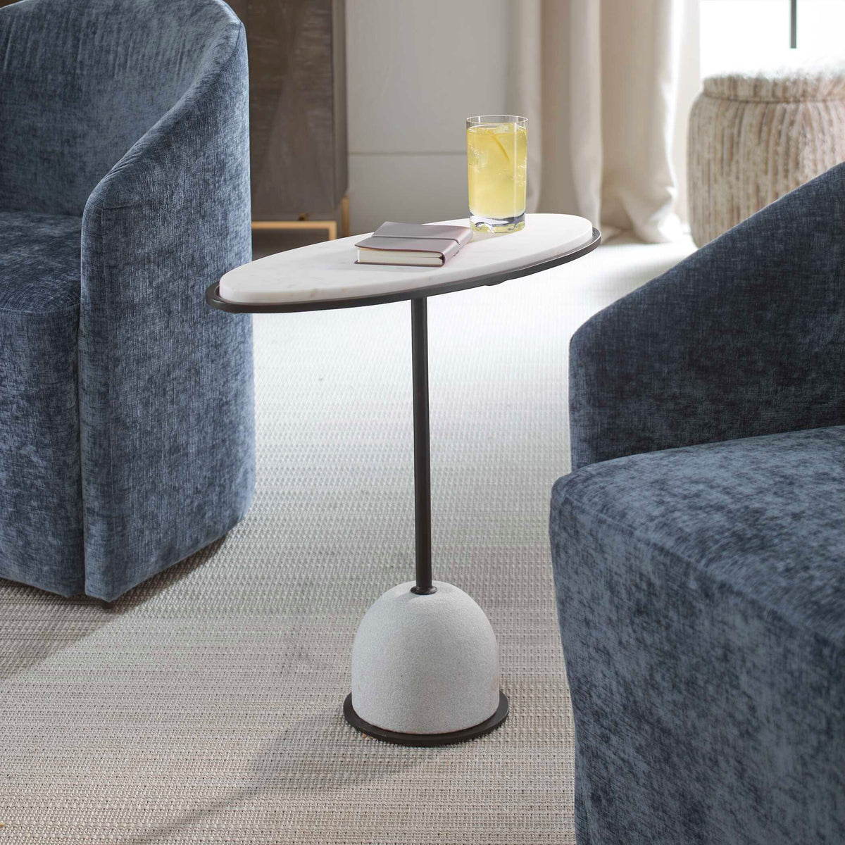 Morro White Marble Side Table