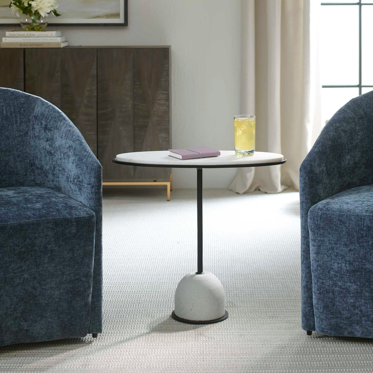 Morro White Marble Side Table
