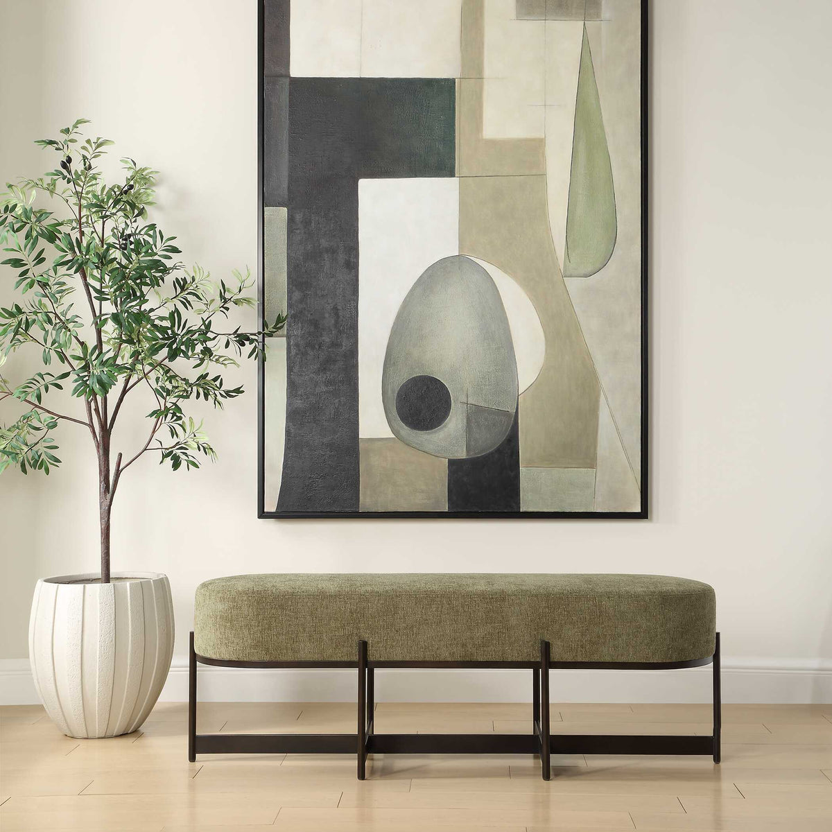 Merino Moss Fabric Bench