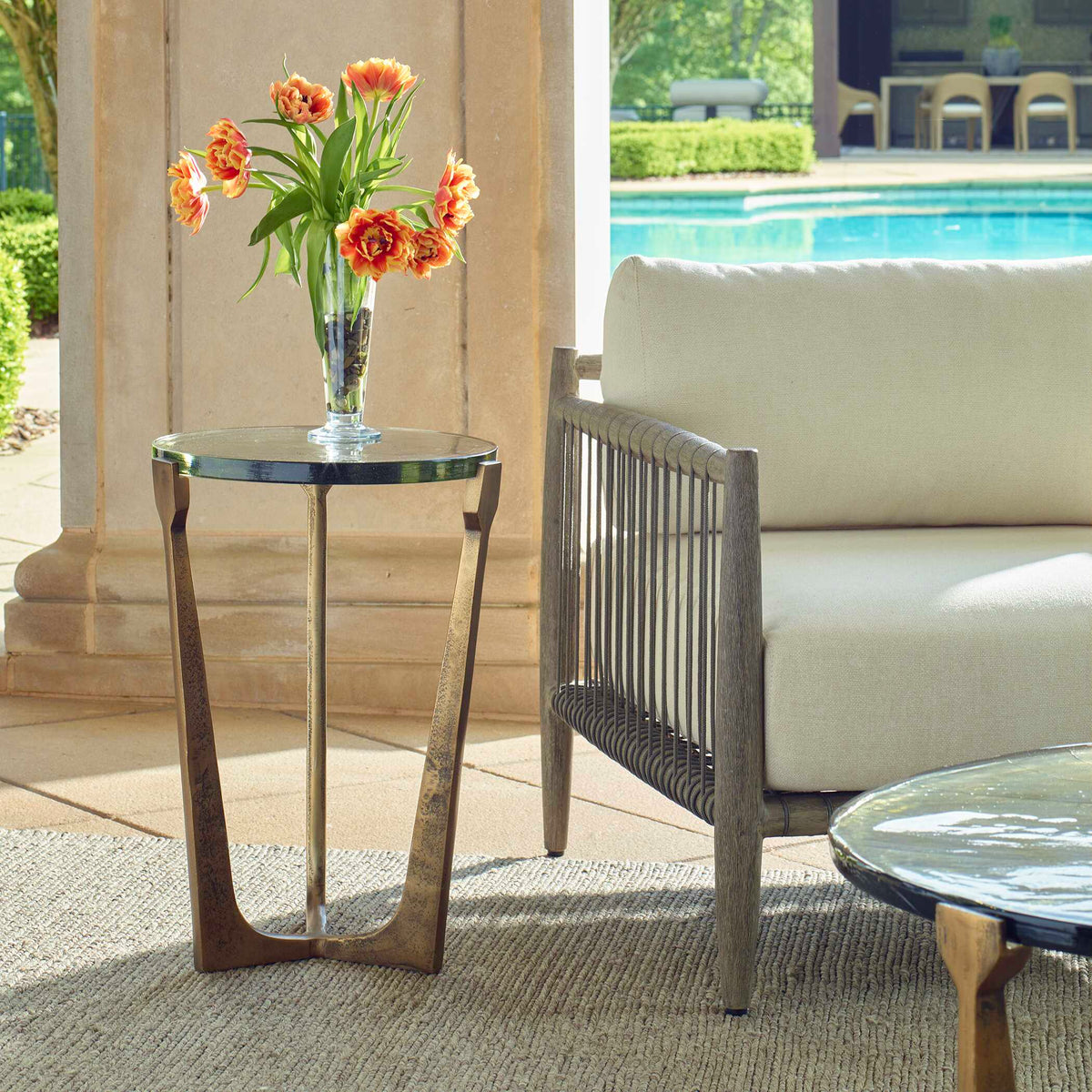 Bohdi Outdoor Brass Accent Table