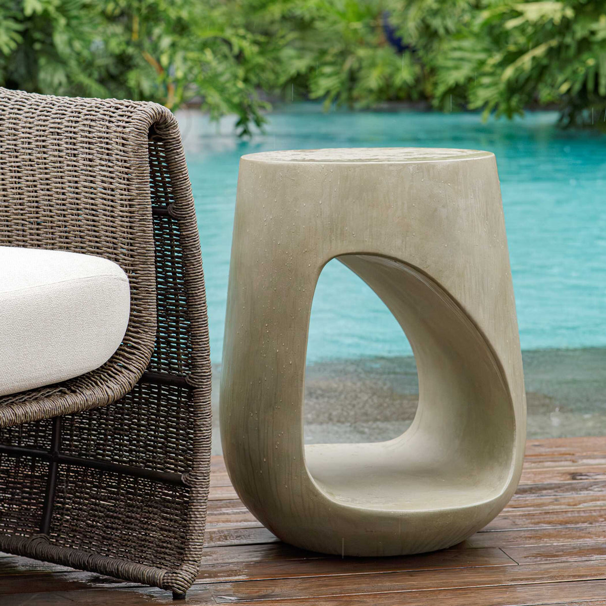 Lithos Gray Outdoor Accent Table