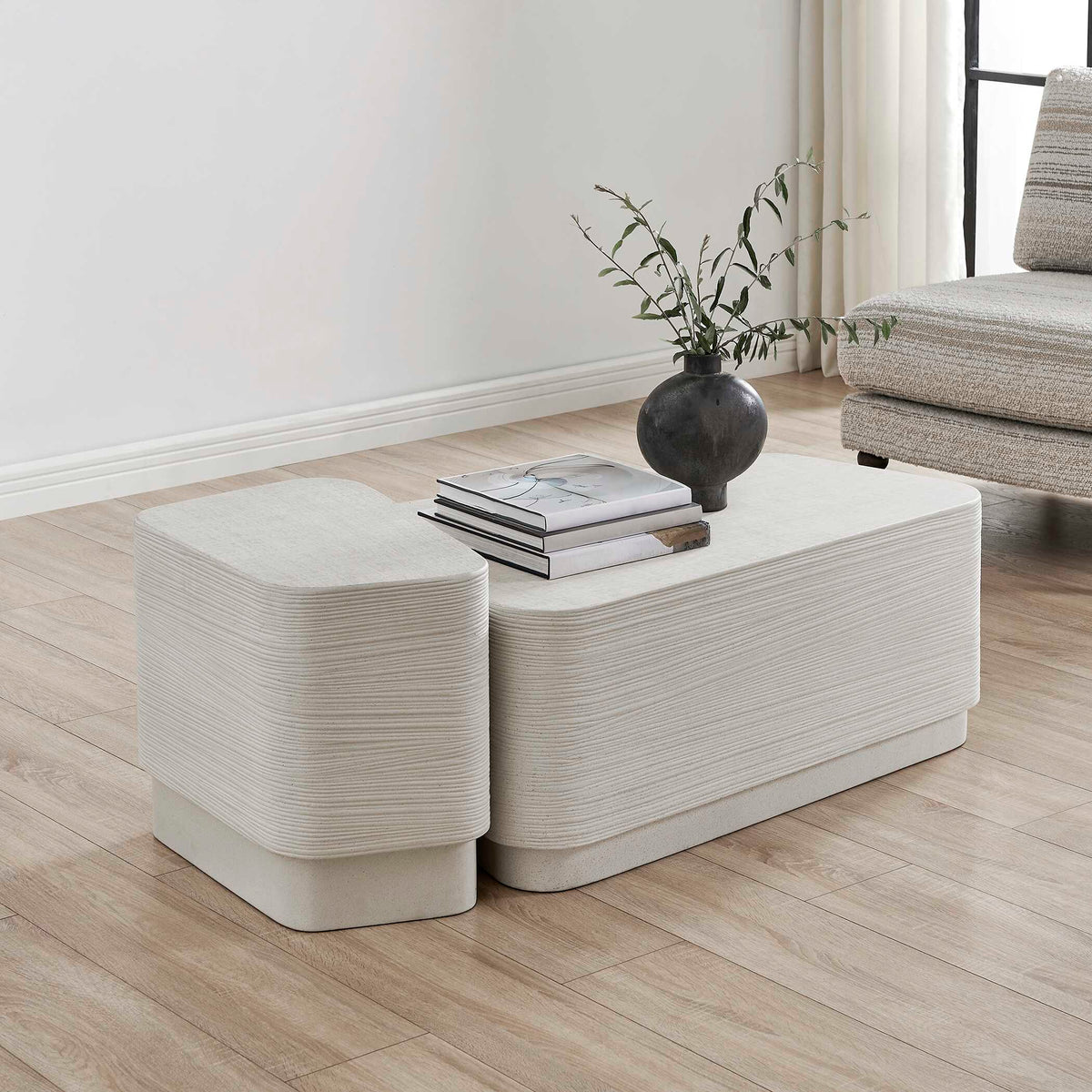 Saltwater White Concrete Coffee Table