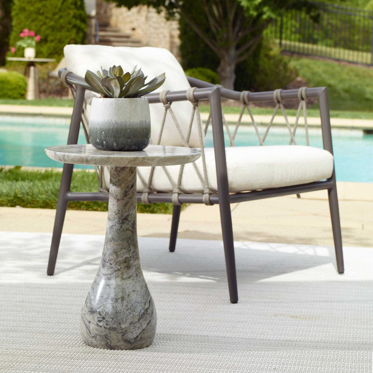 Shura Indoor-Outdoor Marble Accent Table
