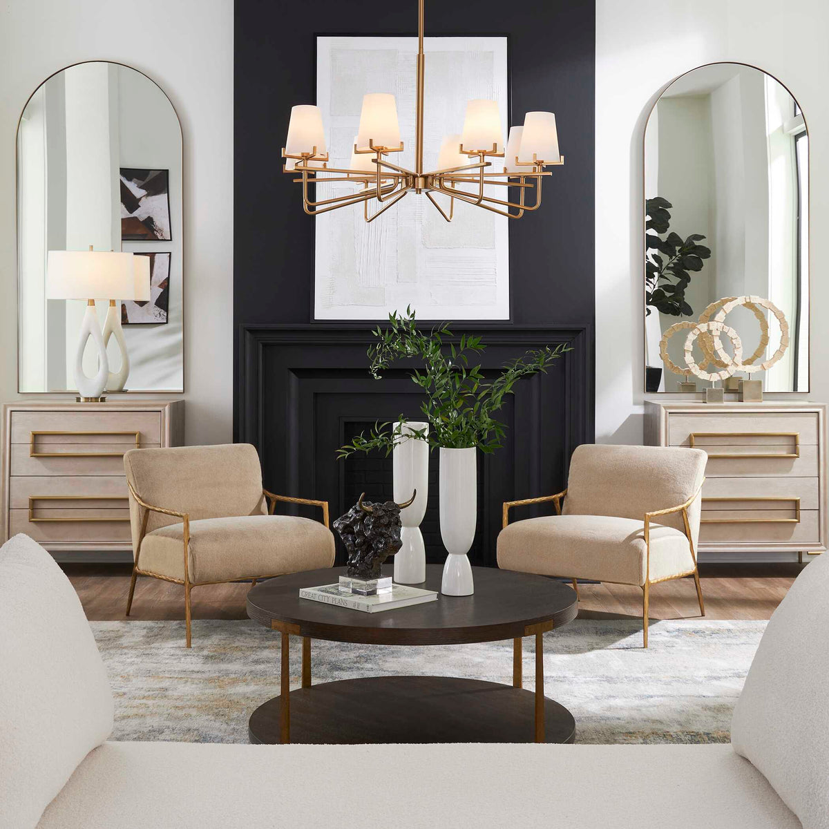 Lassen 8 Light Brass Chandelier