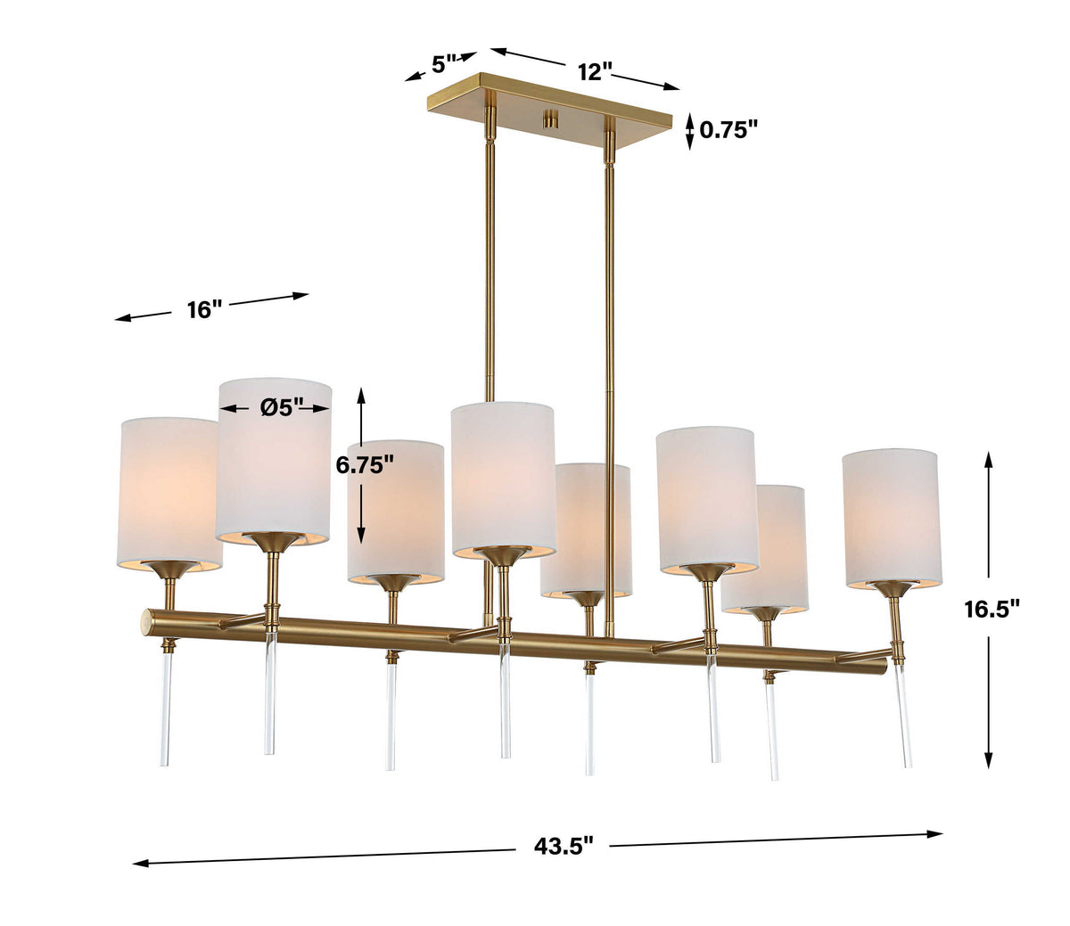 Awyr 8 Light Linear Chandelier