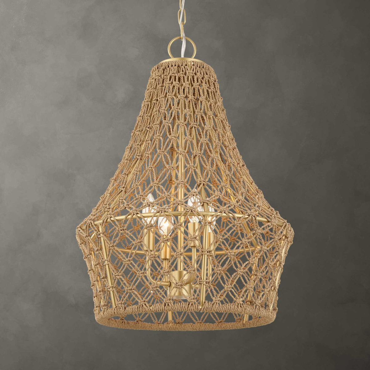Macrame 4 Light Rope Pendant