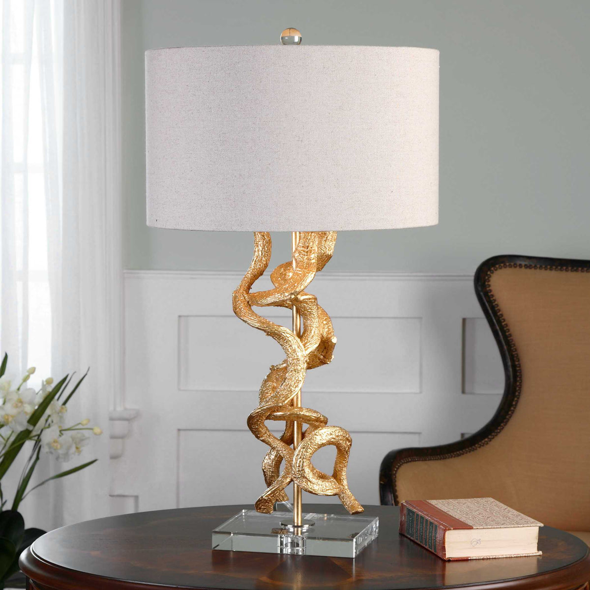 Twisted Vines Gold Table Lamp