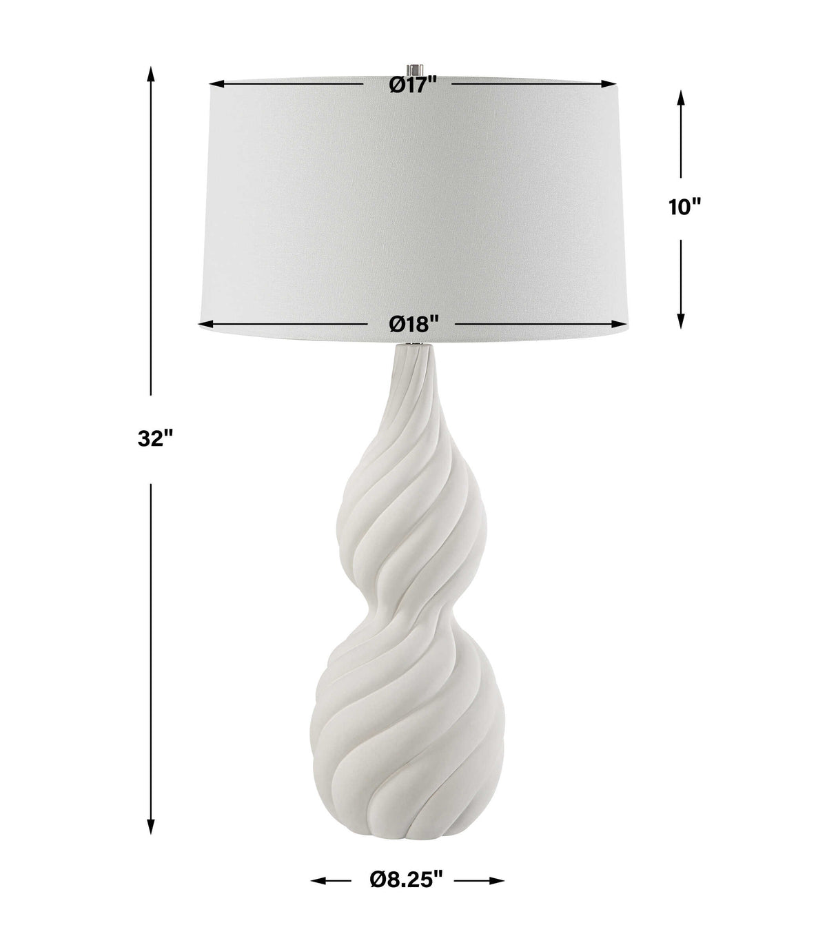 Twisted Swirl White Table Lamp
