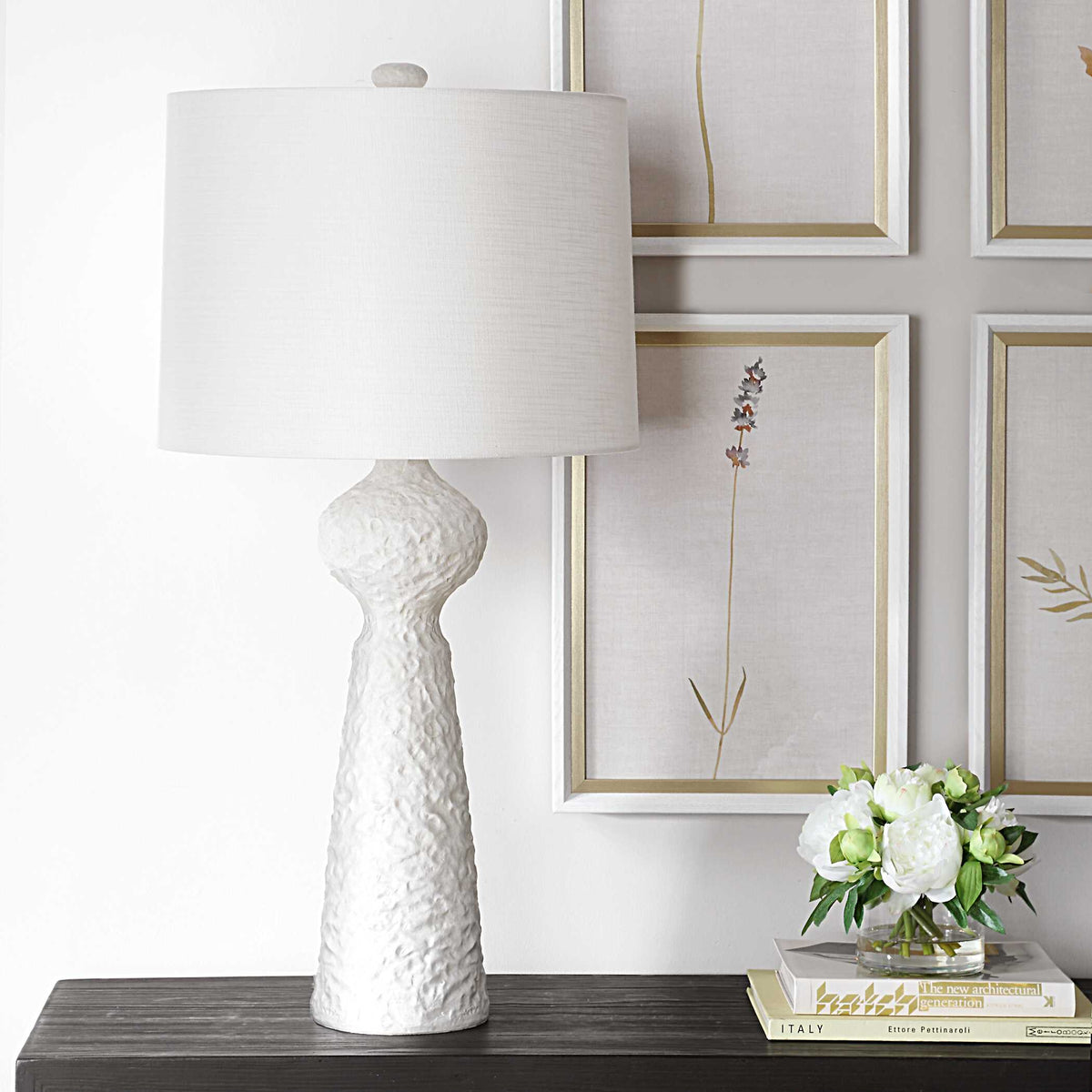 Sonata Textured White Table Lamp