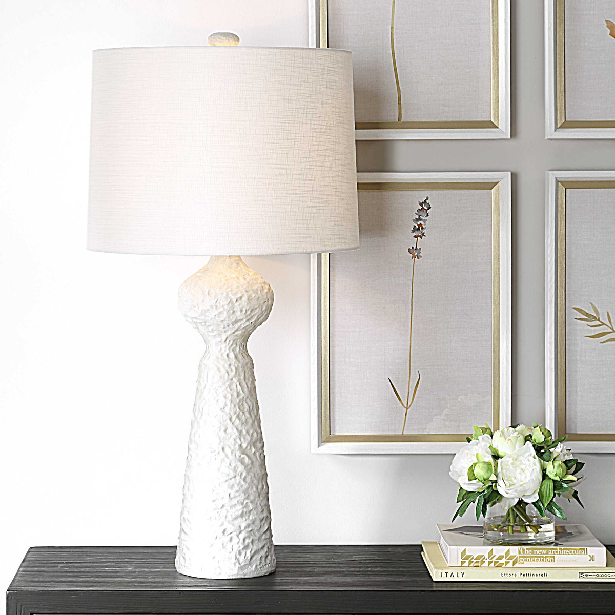 Sonata Textured White Table Lamp