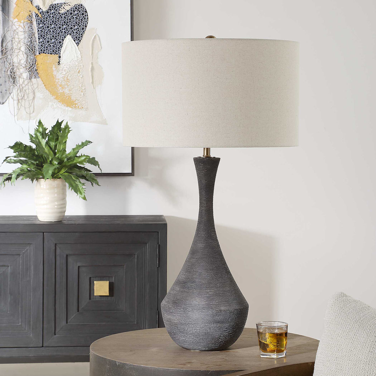 Helston Dark Charcoal Table Lamp
