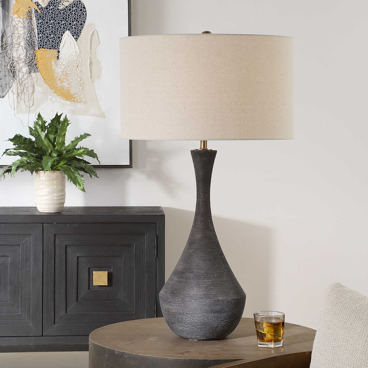 Helston Dark Charcoal Table Lamp