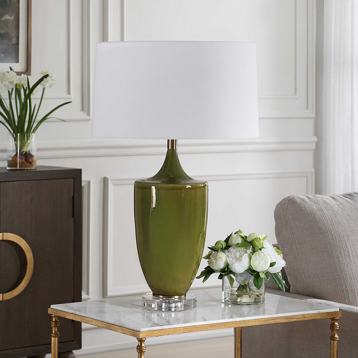 Adela Moss Green Table Lamp