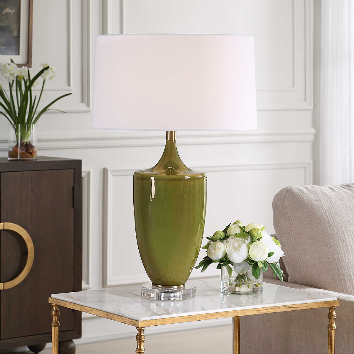 Adela Moss Green Table Lamp