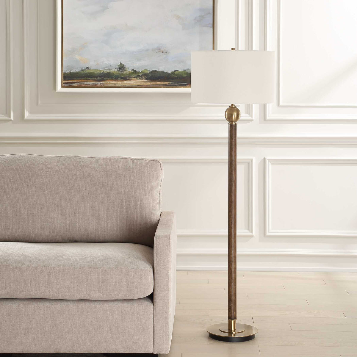 Keros Dark Oak Floor Lamp
