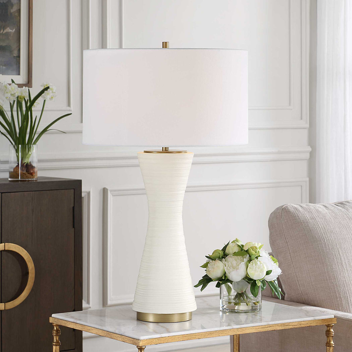 Ridgeline Matte White Table Lamp