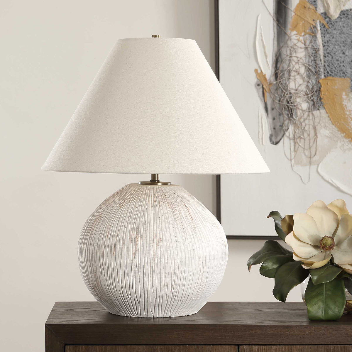 Meryl Aged White Table Lamp