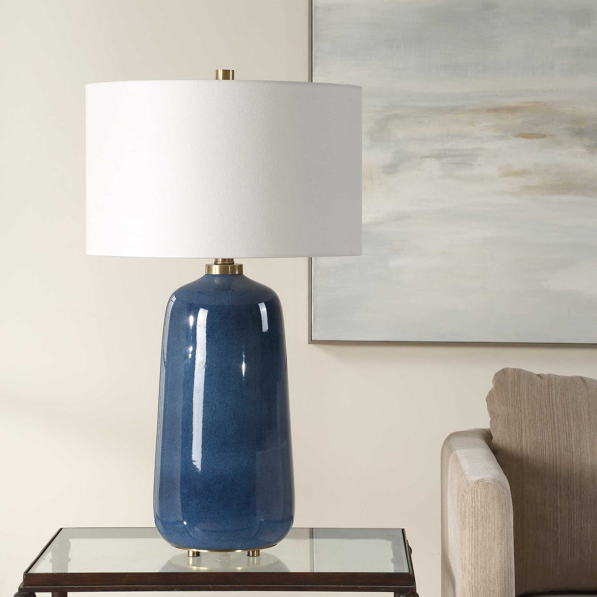 Brae Blue Glaze Table Lamp
