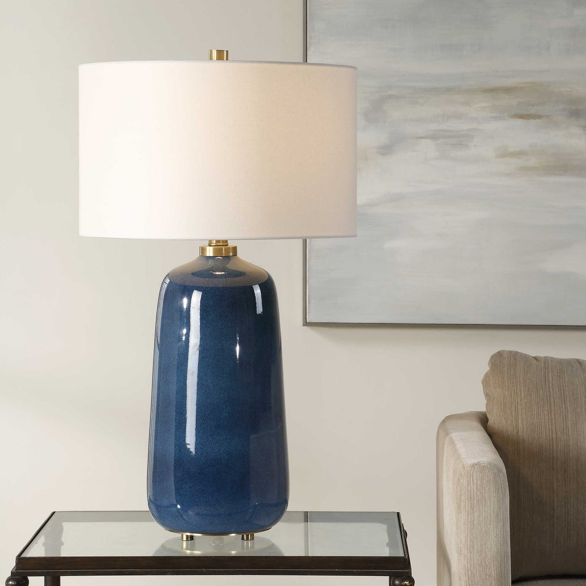 Brae Blue Glaze Table Lamp