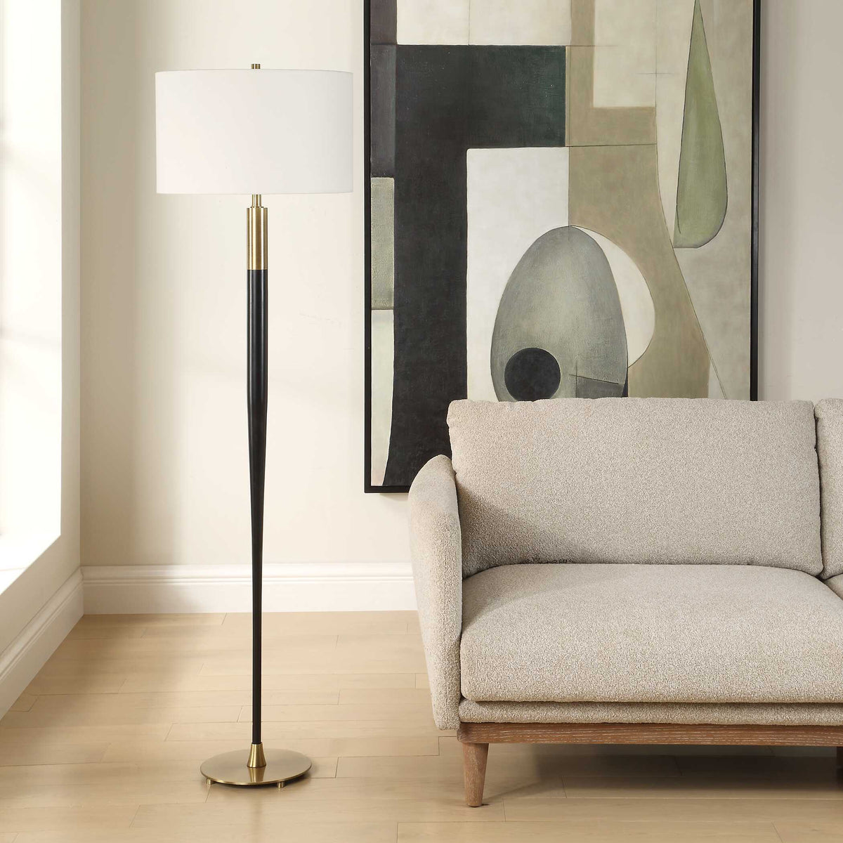 Stowe Satin Black Floor Lamp