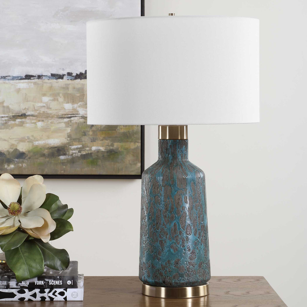 Dauphine Cracked Teal Table Lamp