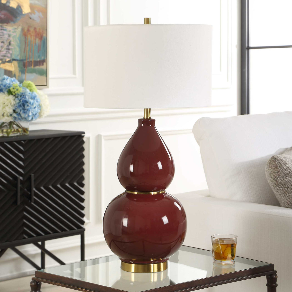 Gourd Burgundy Table Lamp