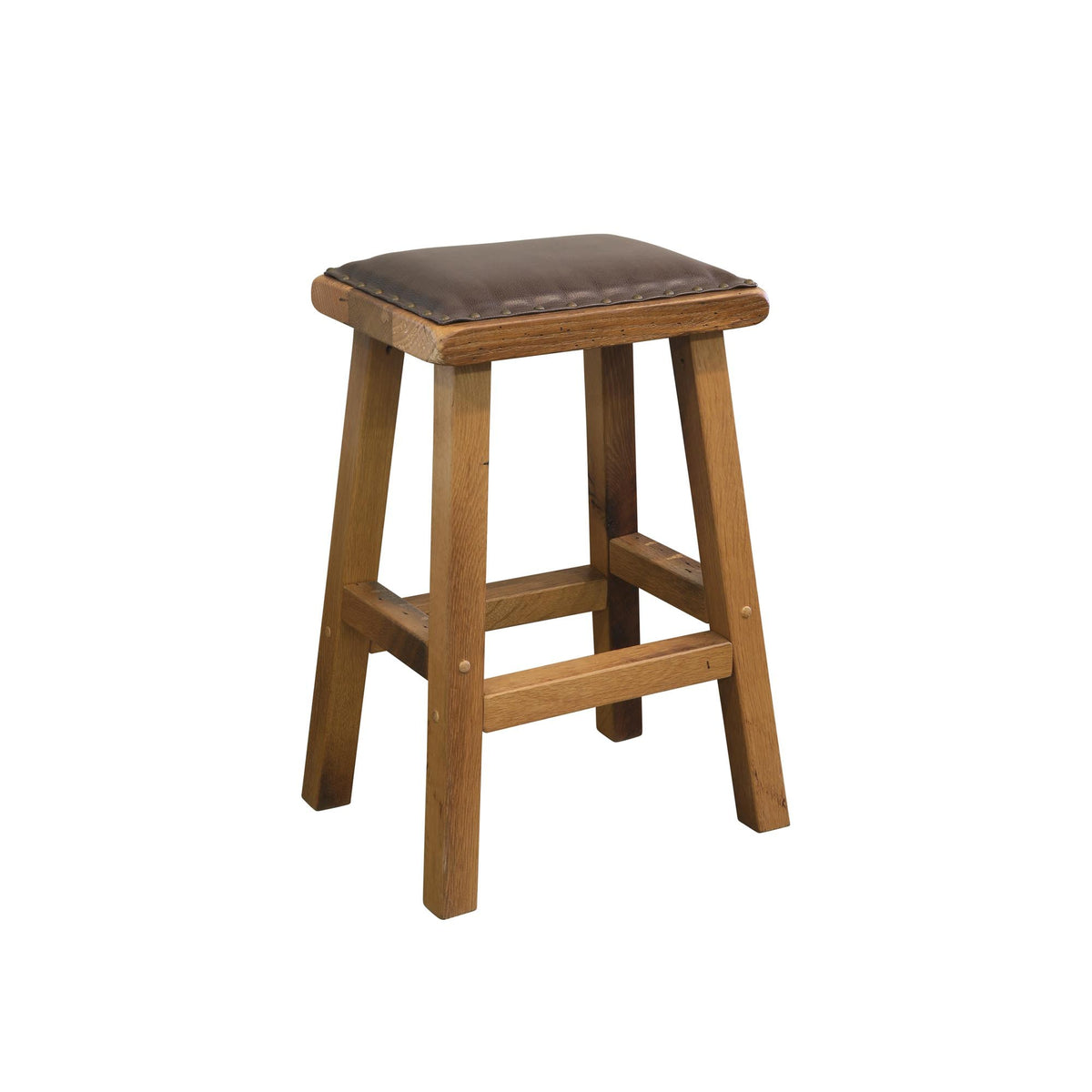 Barnwood Barstool Leather Seat