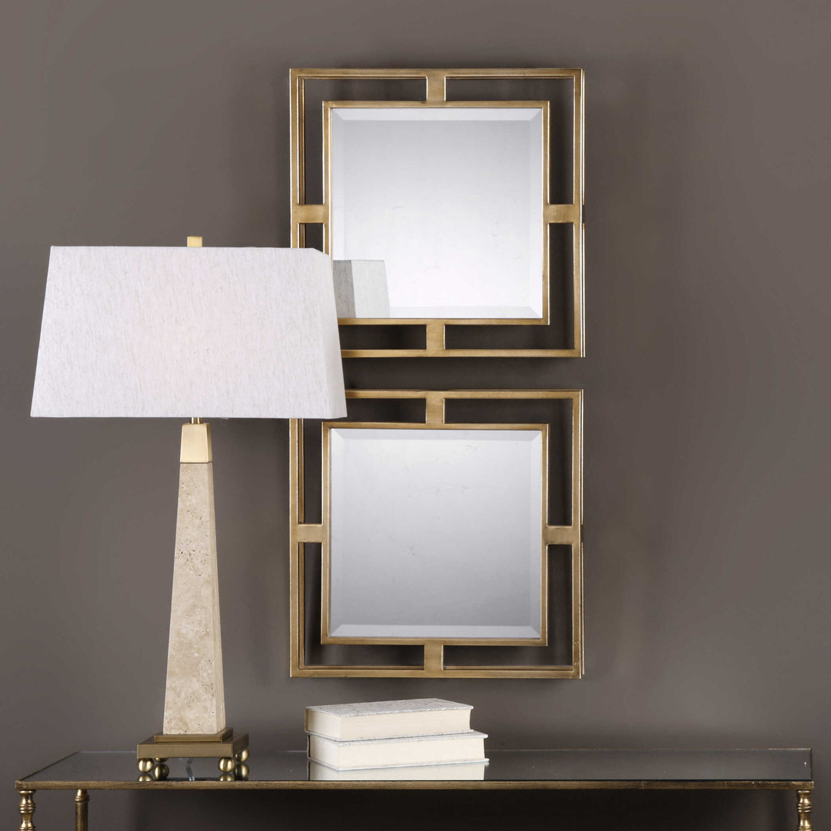 Allick Gold Square Mirrors Set/2