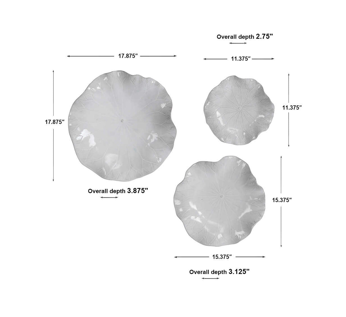 Abella Ceramic Wall Decor Set/3 White