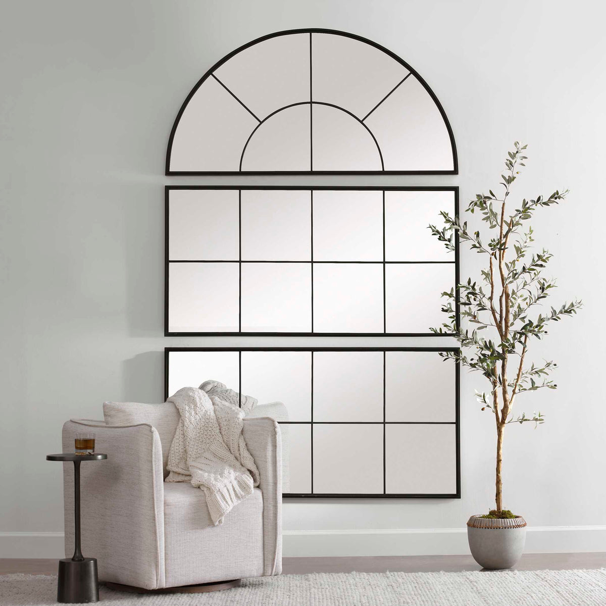 Rousseau Iron Window Arch Mirror