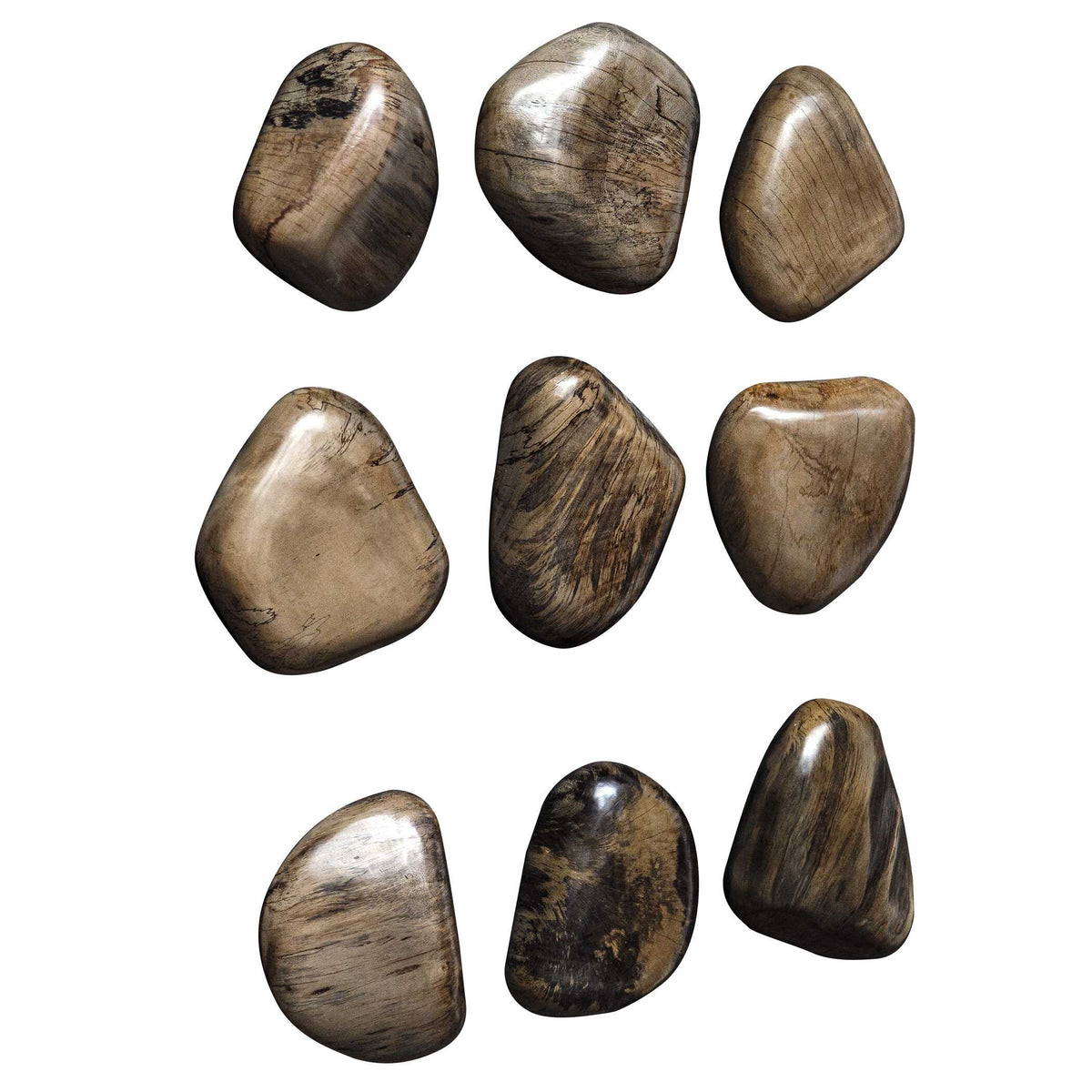 Pebbles Walnut Wood Wall Decor Set/9
