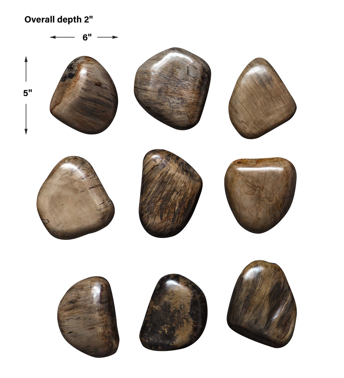 Pebbles Walnut Wood Wall Decor Set/9
