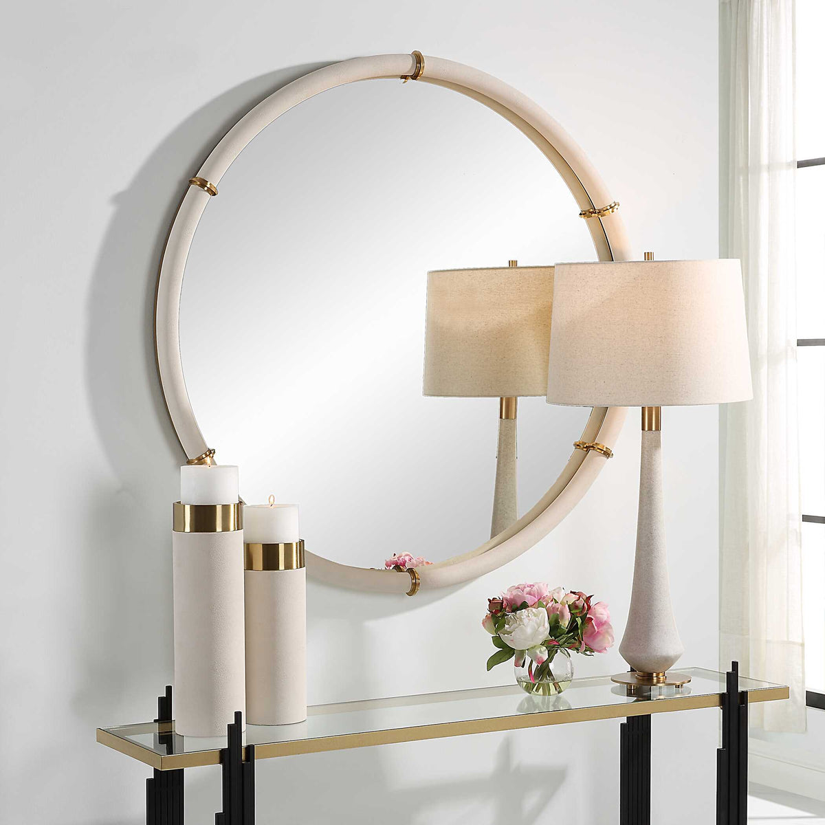 Cyprus White Round Mirror