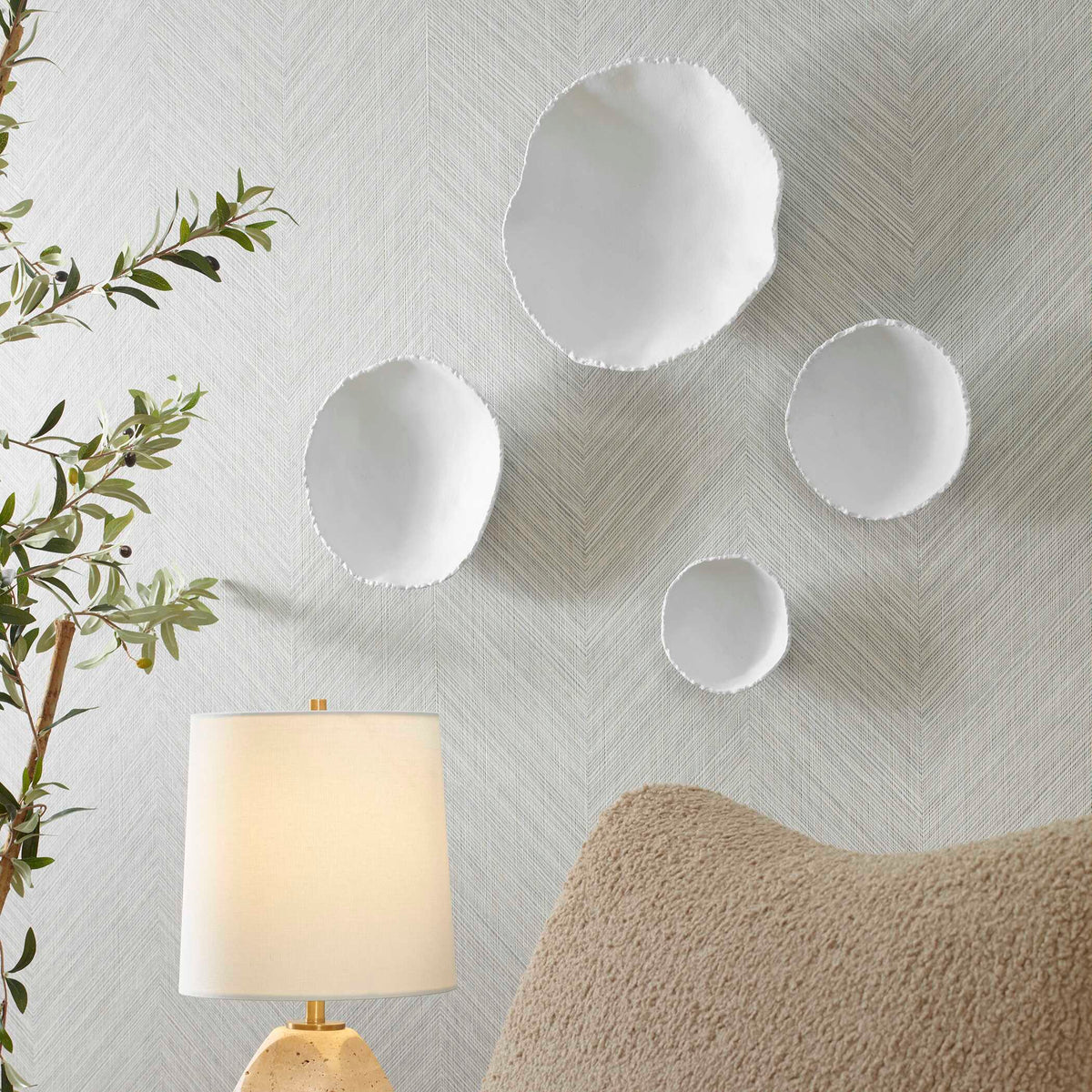 Lucky Coins White Metal Wall Bowls Set/4