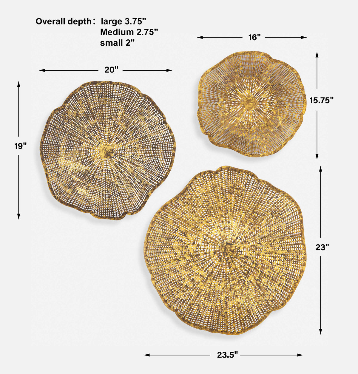 Radiance Gold Metal Wall Decor Set/3