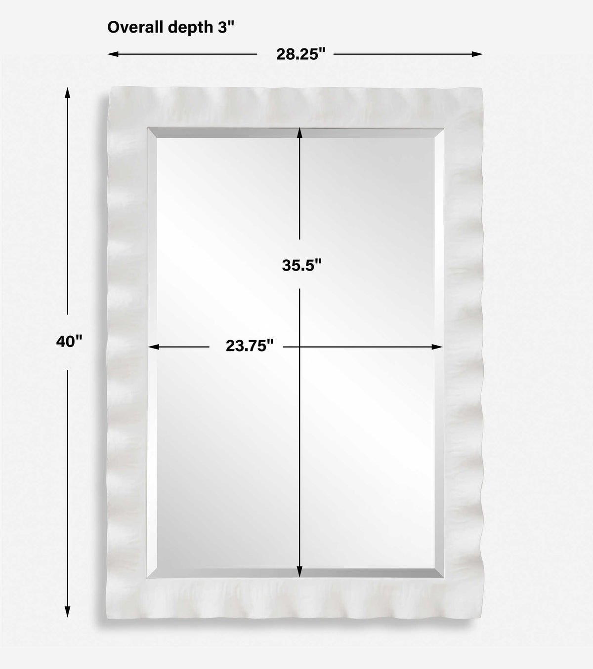 Haya White Scalloped Mirror
