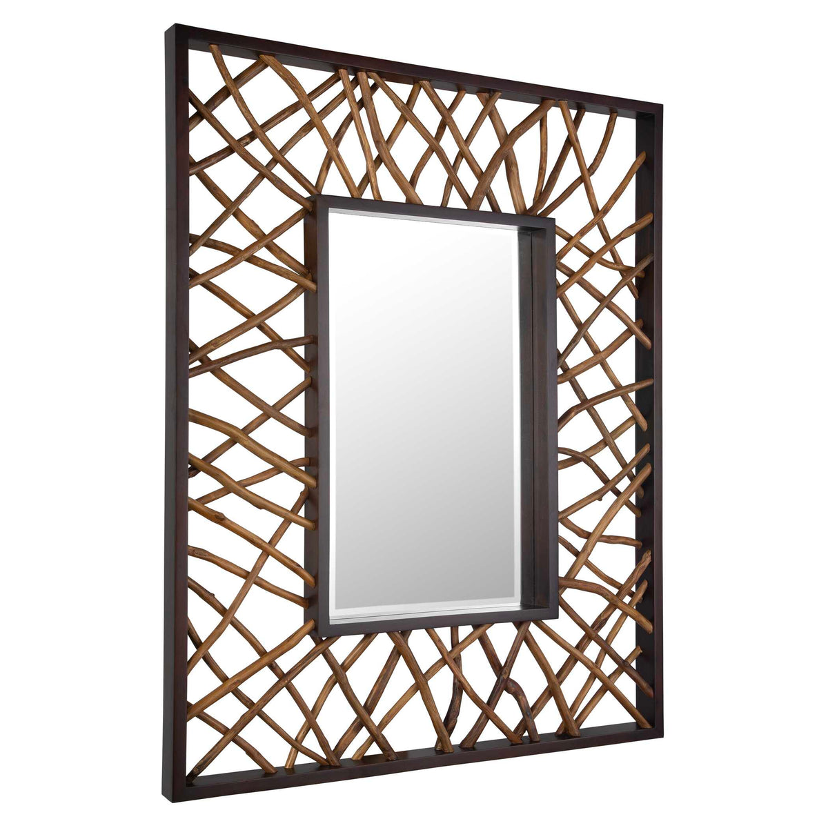Teak Maze Rectangle Mirror