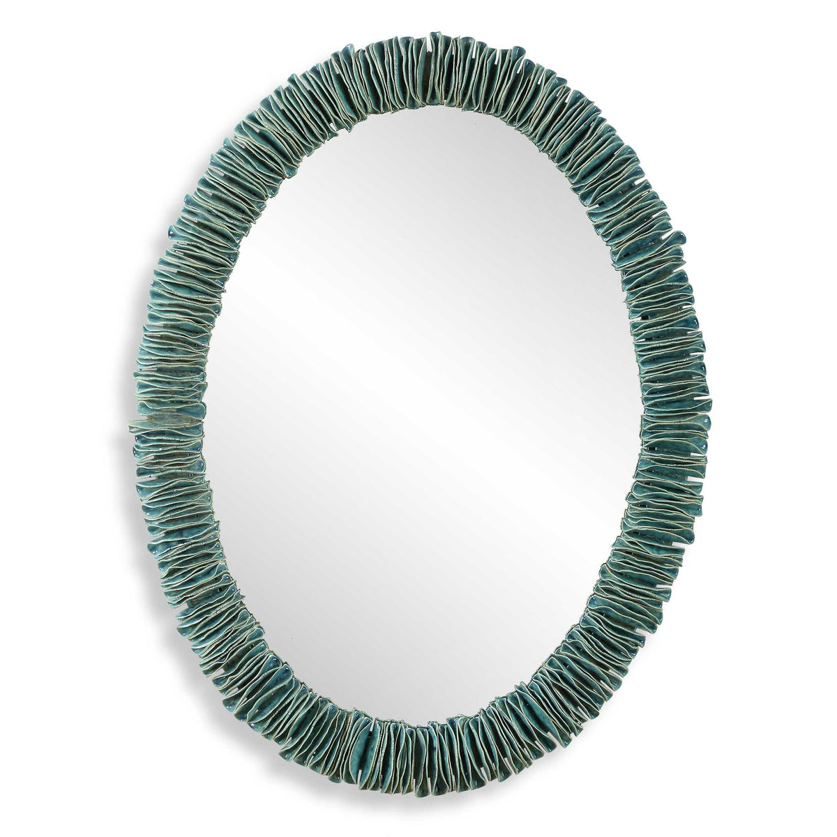 Bonaire Teal Blue Oval Mirror