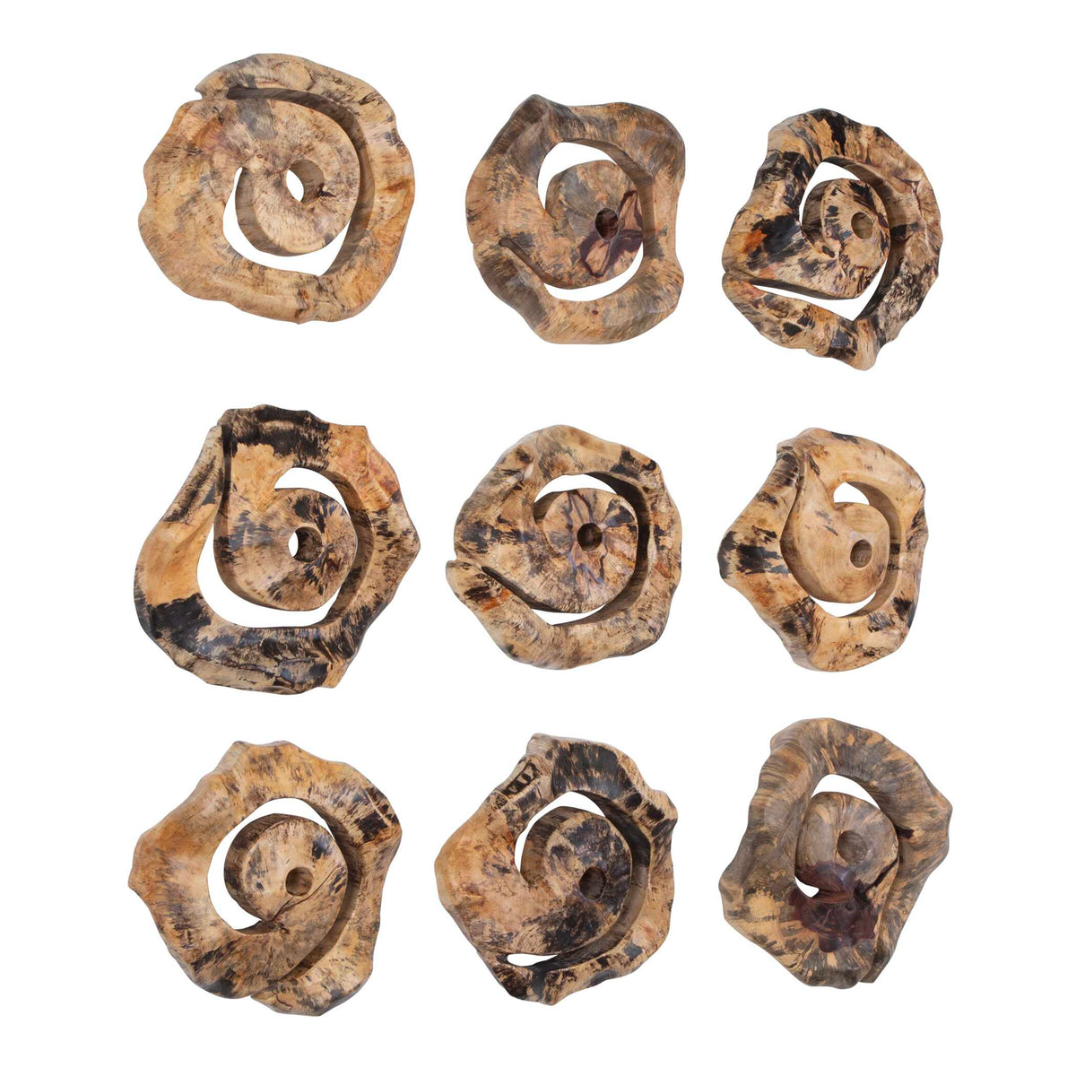 Corkscrew Wood Wall Decor Set/9