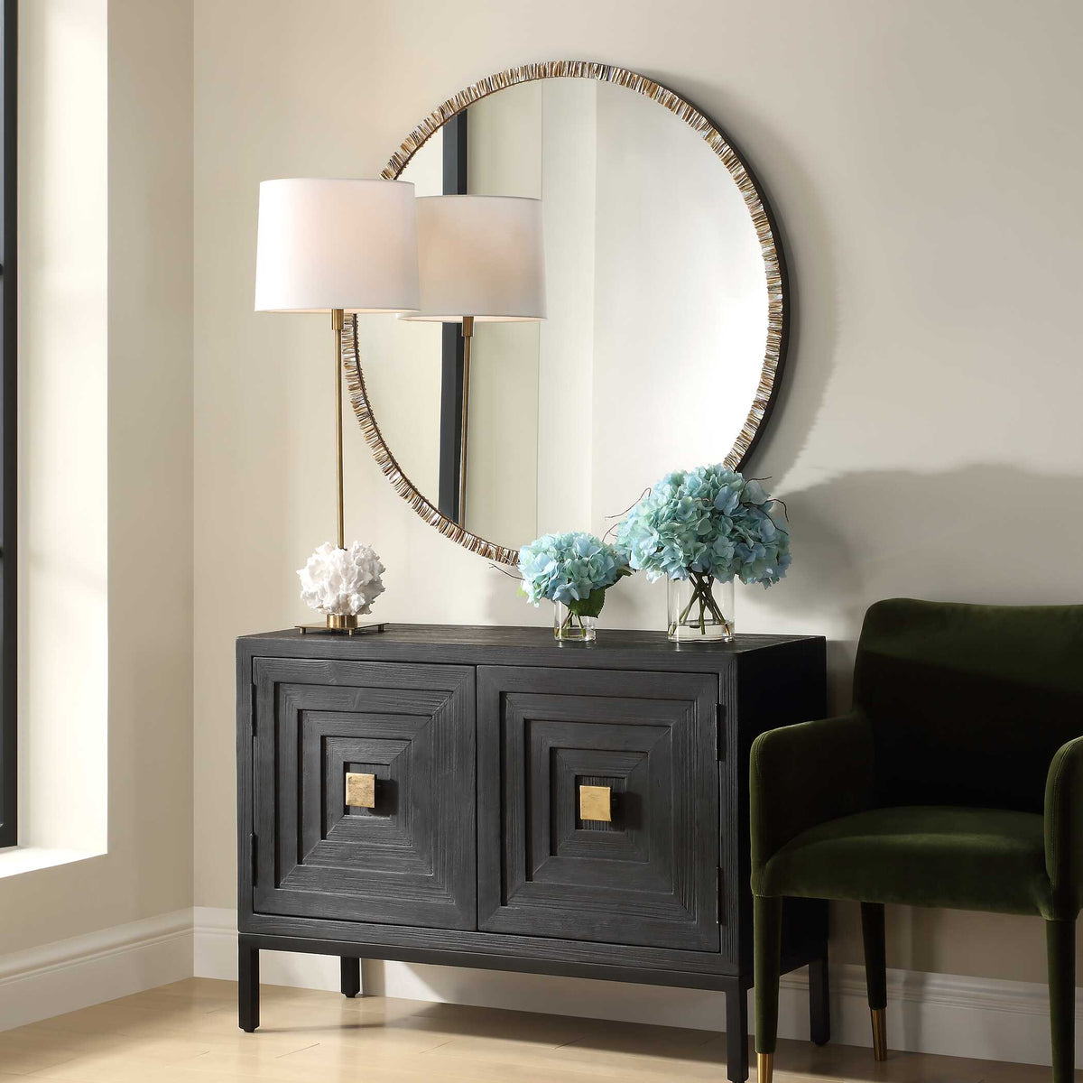 Odeon Shell Inlay Round Mirror
