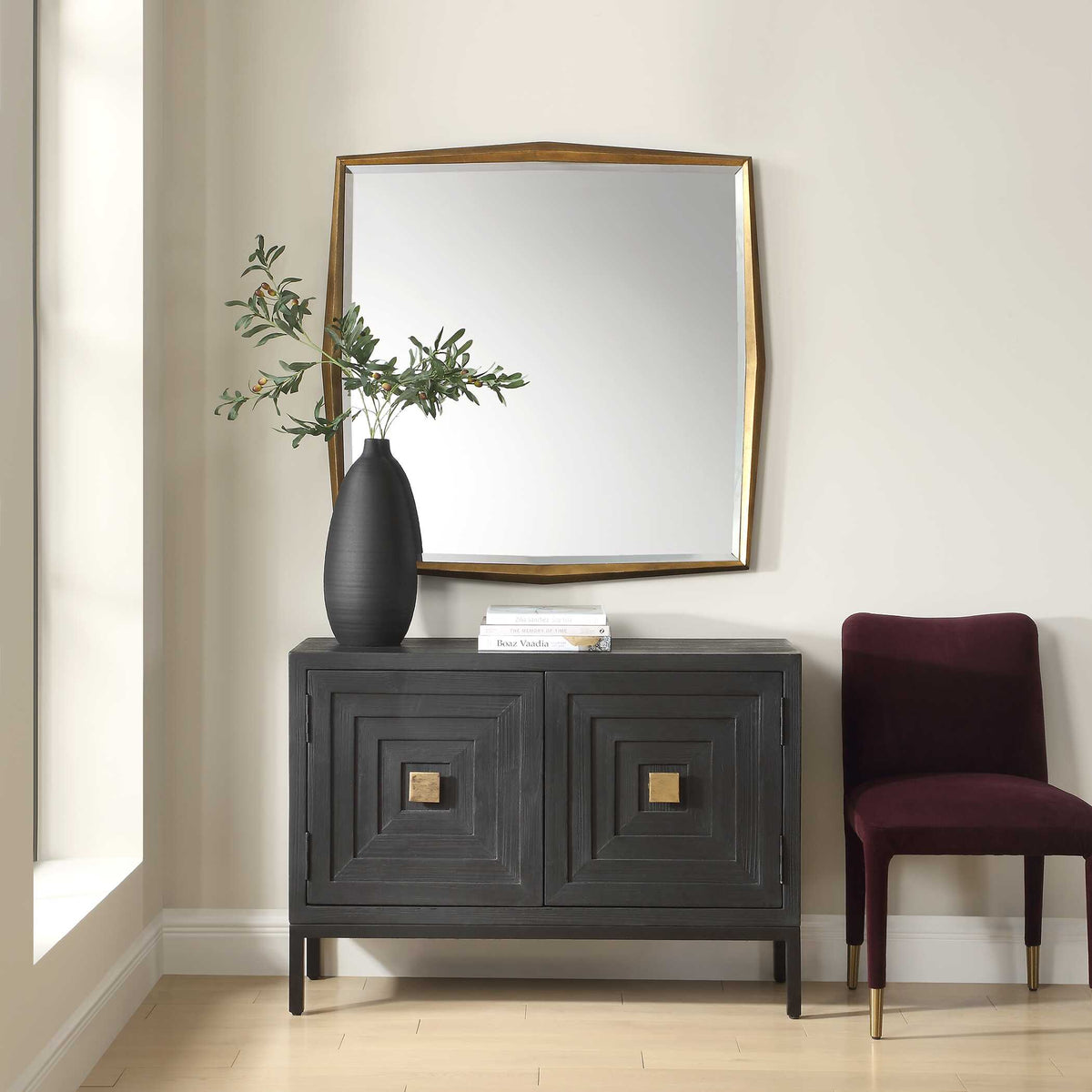 On Point Square Gold Mirror