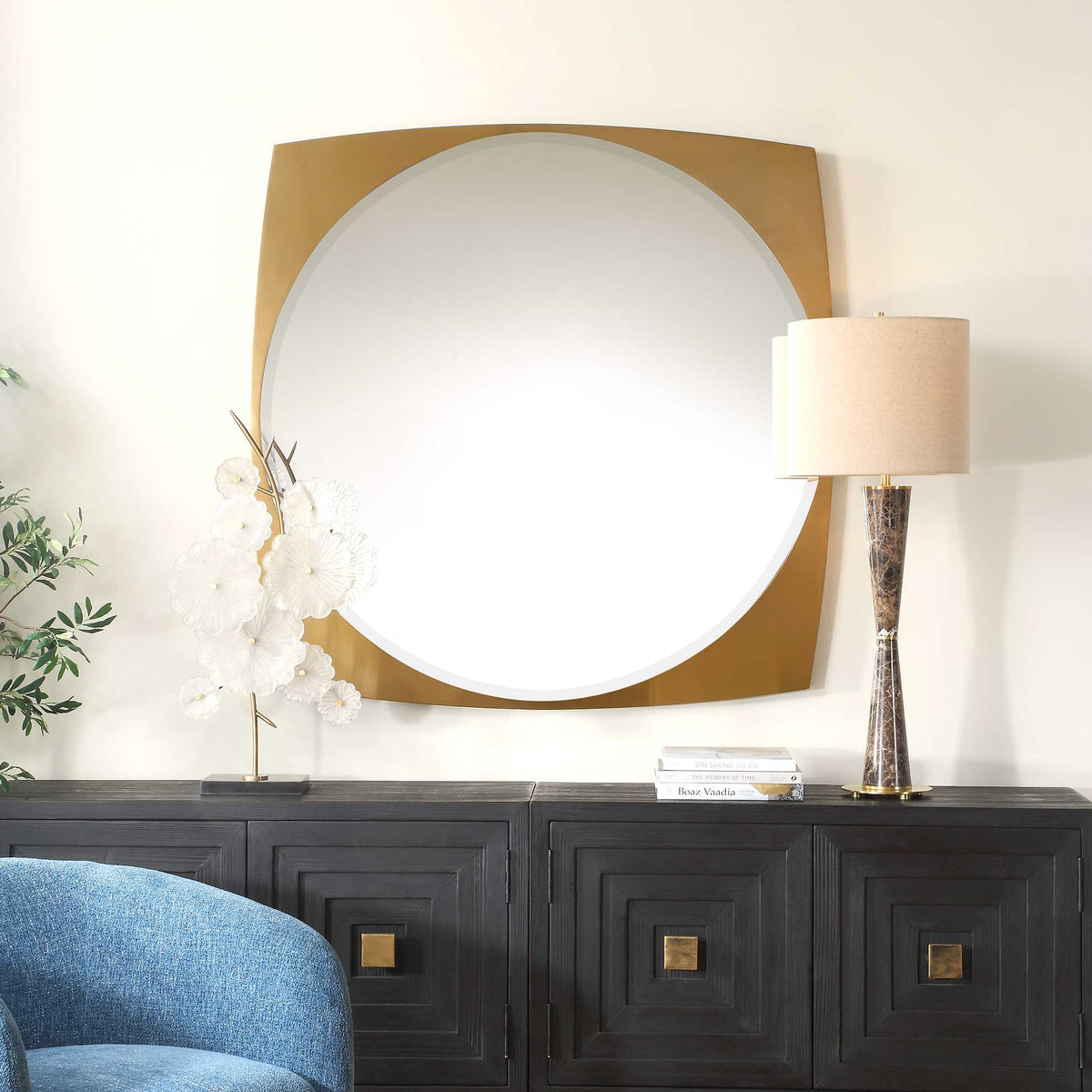 Neilia Round Brass Mirror