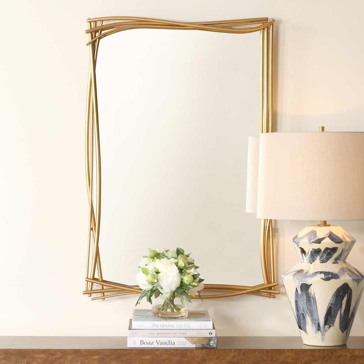Curved Branches Gold Mirror