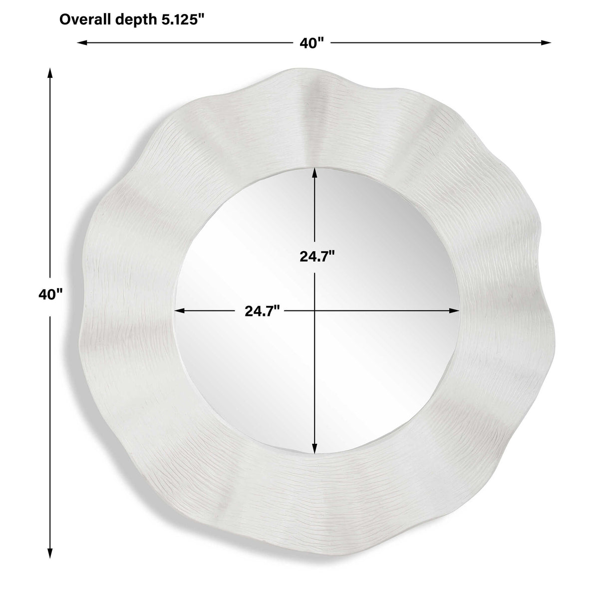 Wave Length Round White Mirror