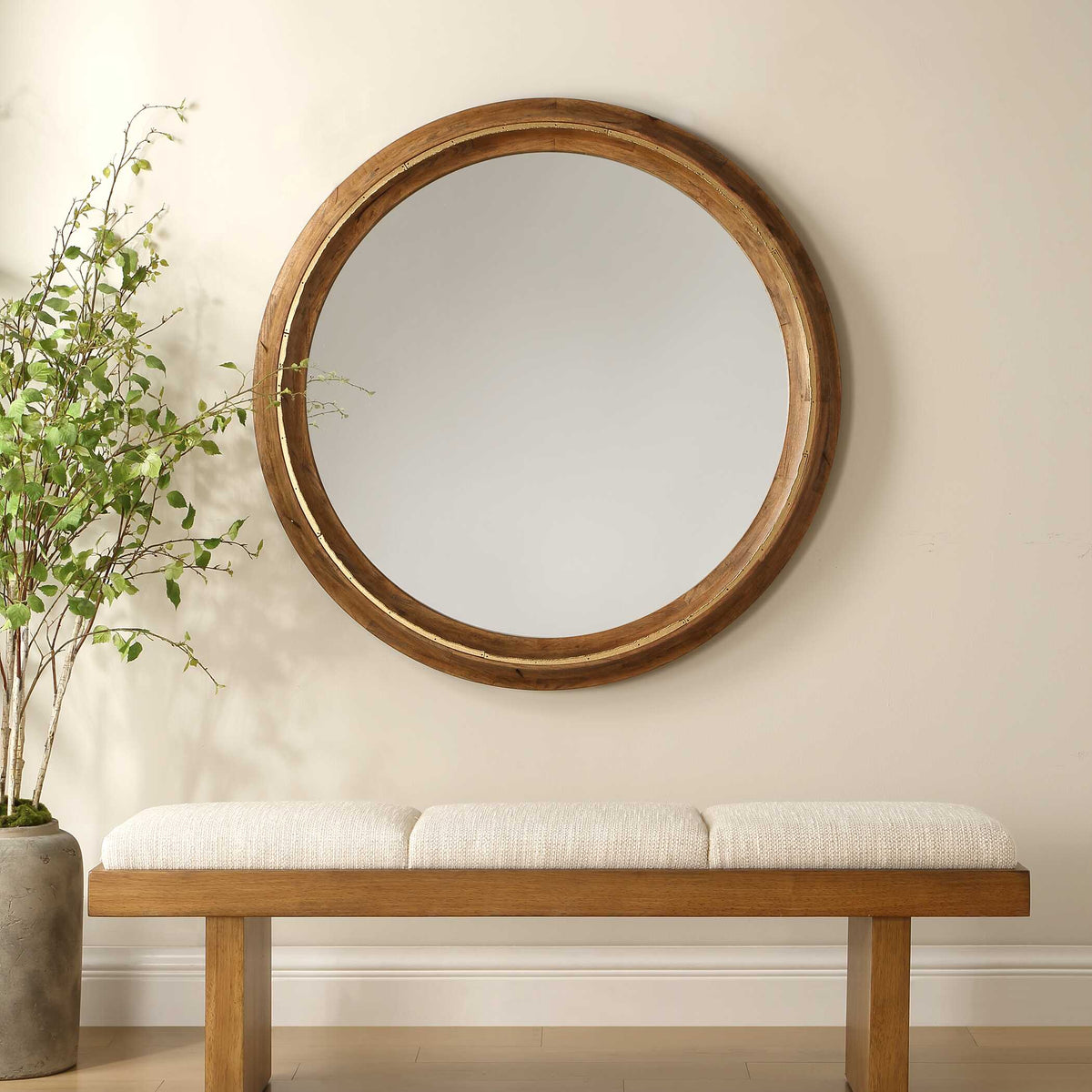 Frontier Round Wood Mirror