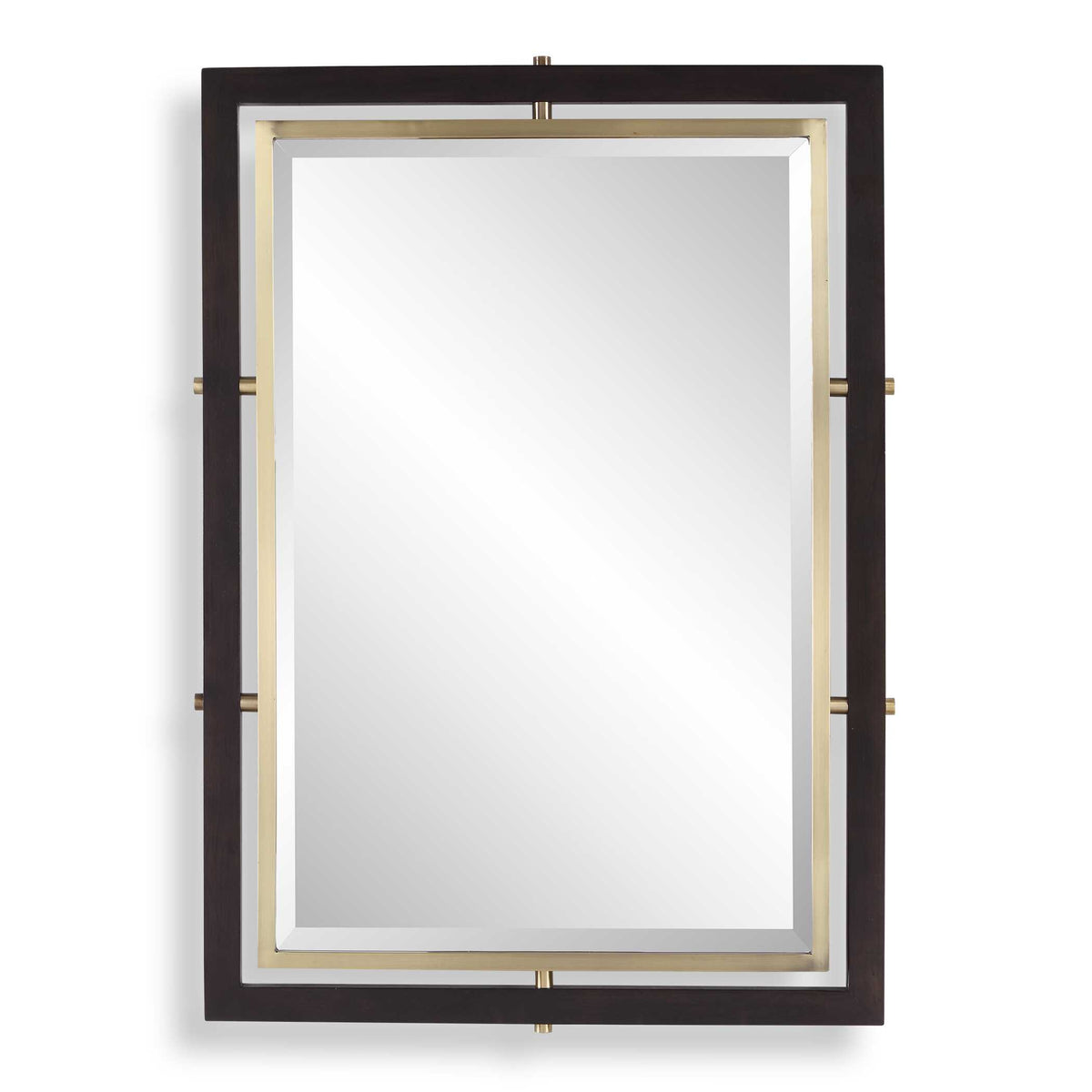 Bach Walnut & Brass Rectangle Mirror